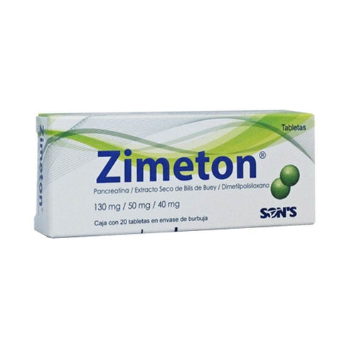 Zimeton 130Mg/50Mg/40Mg Con 20 Tabletas (Pancreatina Dimeticona) - WeCare Pharma