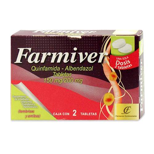 Farmiver 150/200 Mg Con 2 Tabletas (Quinfamida/Albendazol) - WeCare Pharma
