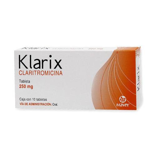 Klarix 250Mg Con 10 Tabletas (Claritromicina)