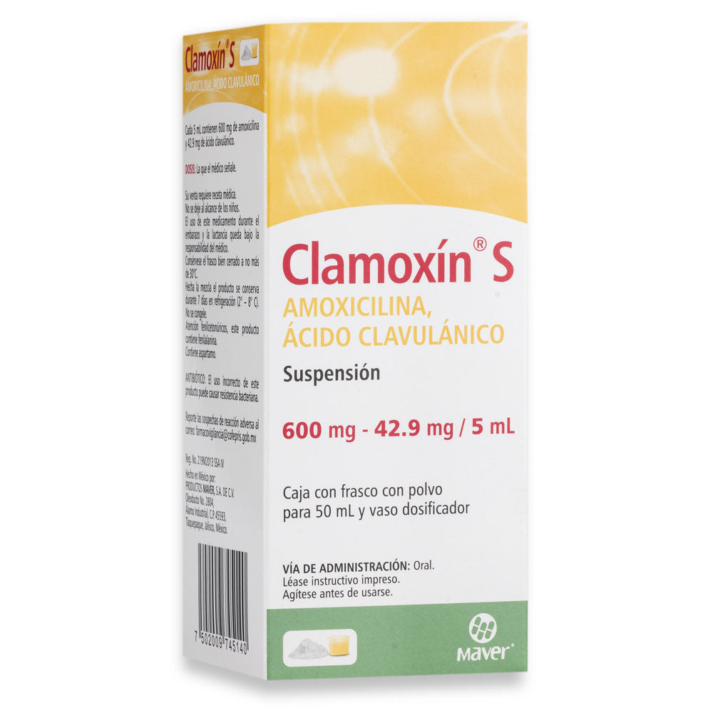 Clamoxin S Suspensión 600Mg/42.9Mg/5Ml 50Ml (Amoxicilina/Ac Clavulanico)