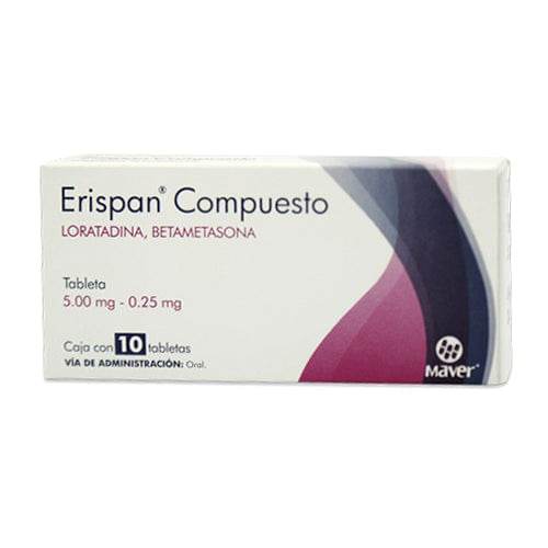 Erispan Compuesto 5/0.25Mg Con 10 Tabletas (Loratadina/Betametasona) - WeCare Pharma