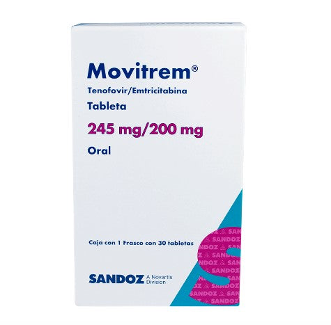 Movitrem 200Mg/245Mg Con 30 Tabletas (Emtricitabina/Tenofovir)