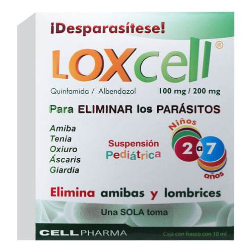 Loxcell Pediatrico Suspensión 200Mg/100Mg 10Ml (Albendazol/Quinfamida) - WeCare Pharma