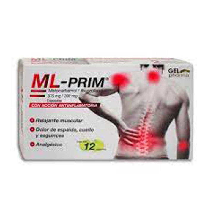 Ml-Prim 375Mg/200Mg Con 12 Capsulas (Metocarbamol/Ibuprofeno) - WeCare Pharma
