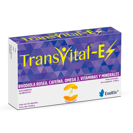Transvital-E 46.98G Con 30 Capsulas (Rhodiola/Cafeina/Omega3/Vitaminas/Minerales) - WeCare Pharma