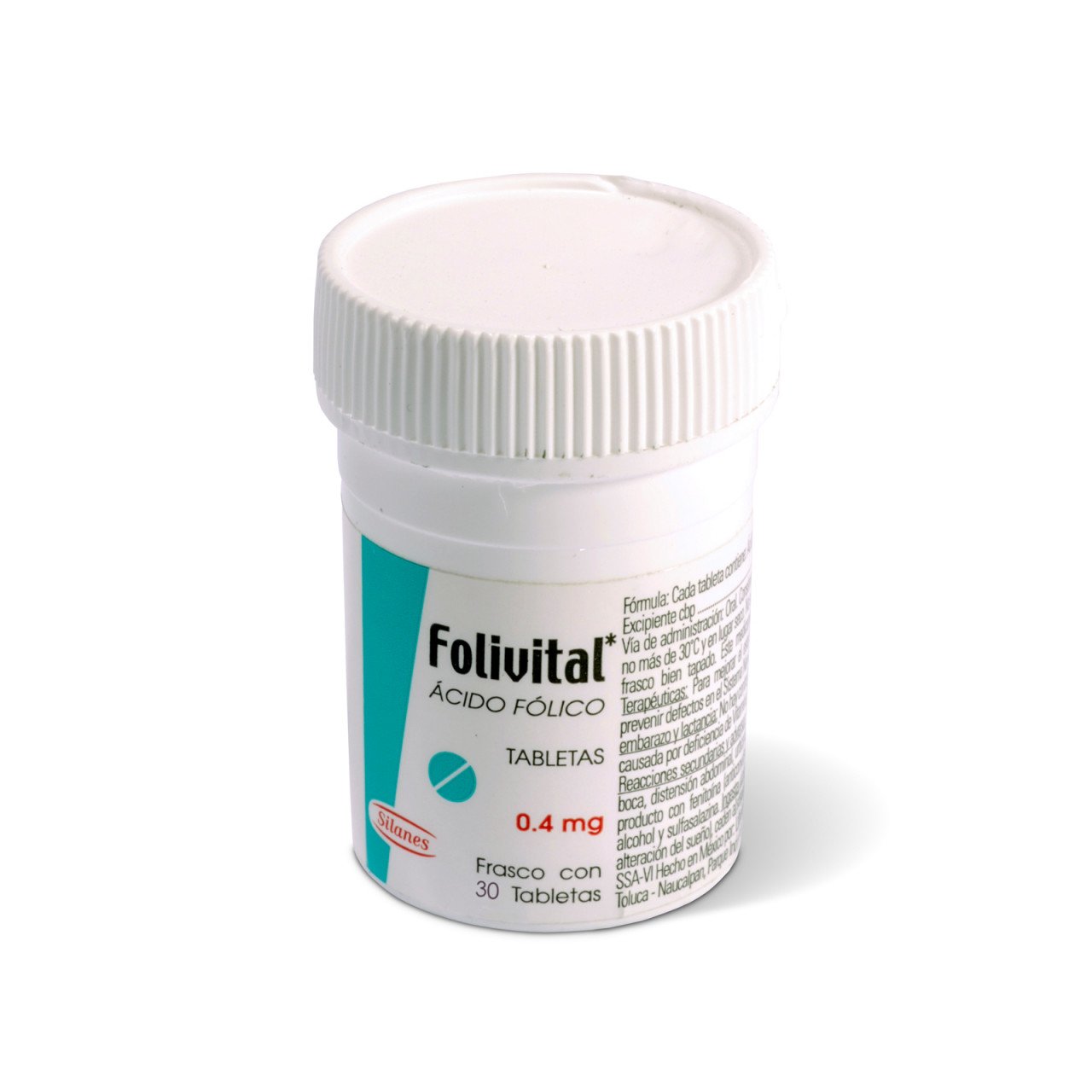 Folivital 0.4Mg Con 30 Tabletas (Acido Folico)