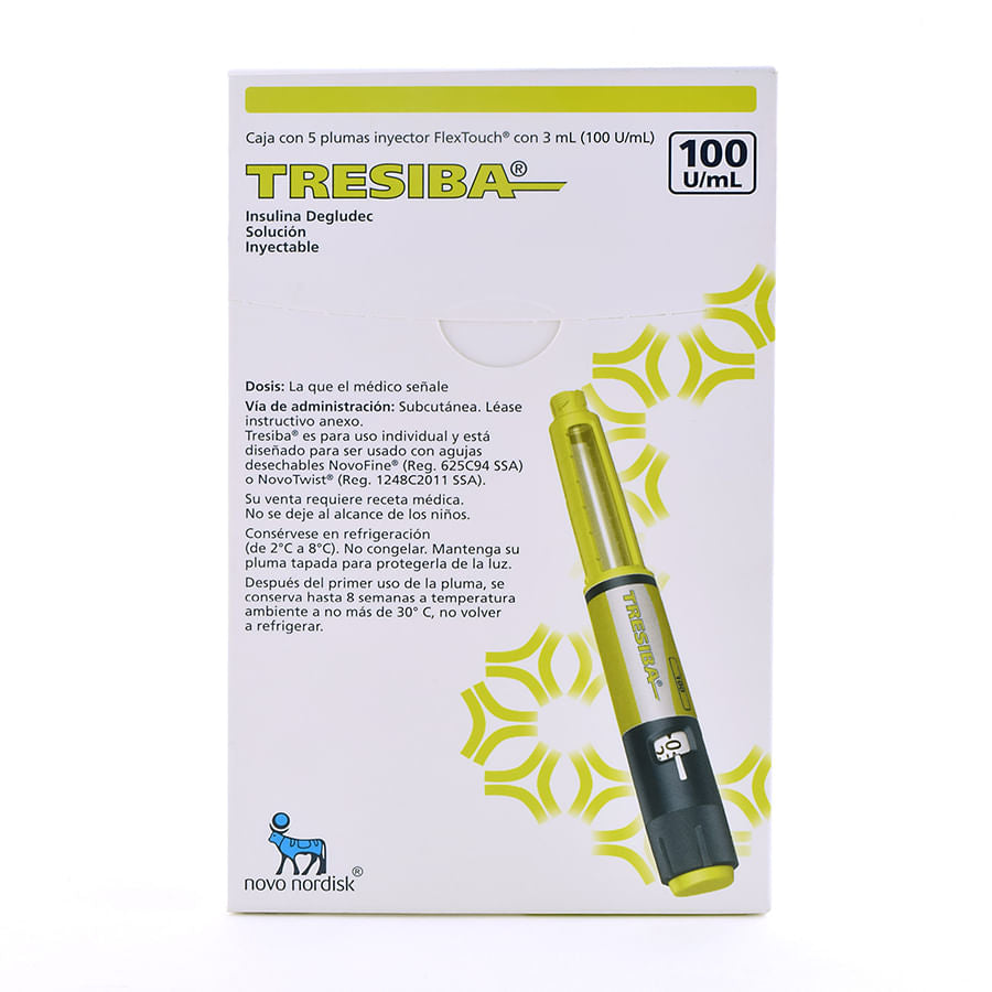 Tresiba Pluma 100Unid/Ml 3Ml Con 5 (Insulina Degludec)