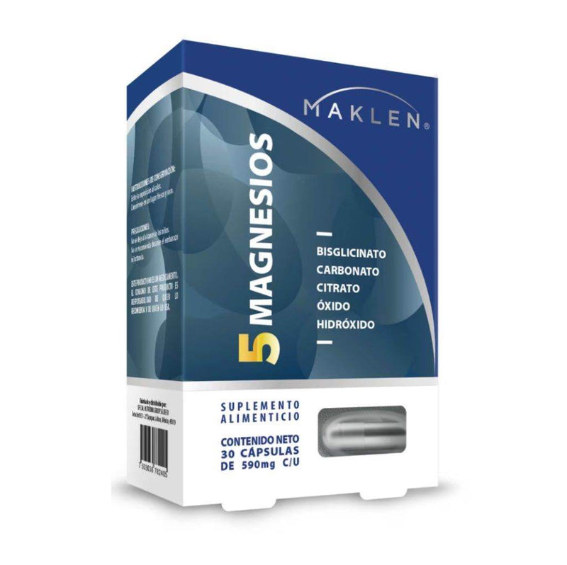 5 Magnesios 590Mg Con 30 Capsulas (Bisglicinato/Carbonato/Citrato/Oxido/Hidroxido) - WeCare Pharma