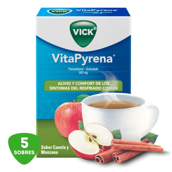 Vick Vitapyrena Sobres 500Mg/10Mg Manzana Canela 5G Con 5 (Paracetamol/Fenilefrina)