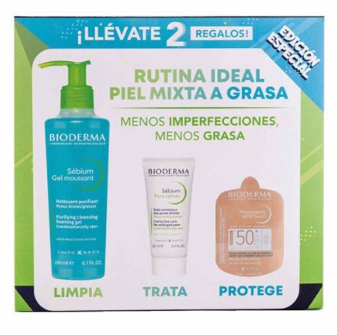 Bioderma Kit Gel Sebium 200Ml + Sebium Pore Refiner 15Ml+ Photoderm Nude Touch 2Ml - WeCare Pharma