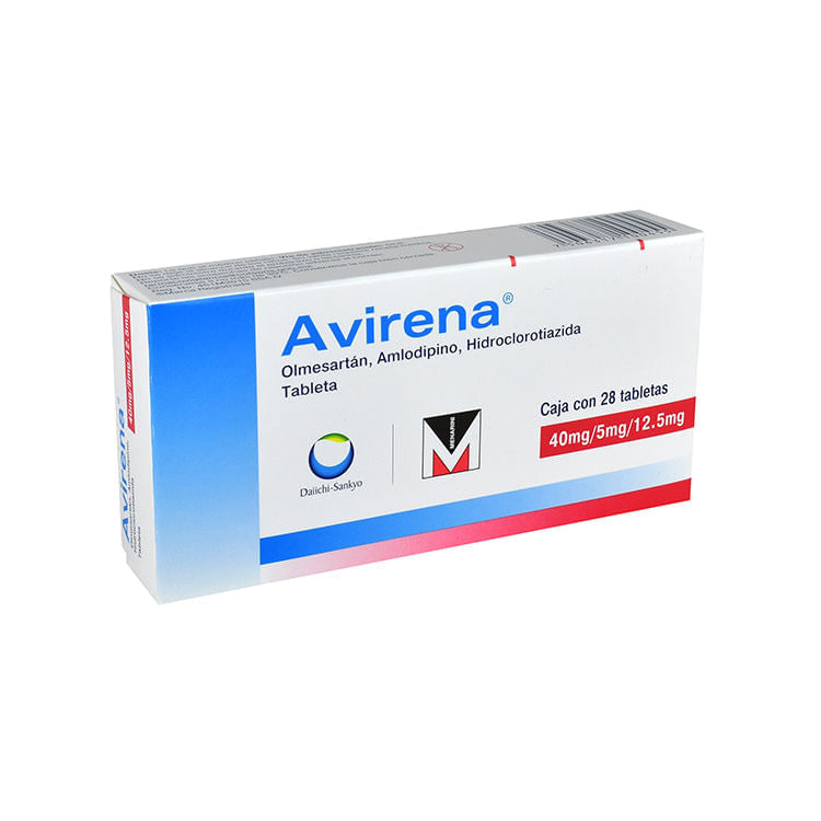 Avirena 40Mg/5Mg/12.5Mg Con 28 Tabletas (Olmesartan/Amlodipino/Hidroclorotiazida)