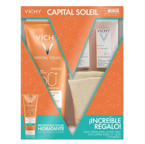 Vichy Capital Soleil Family Fps50 300Ml + Mini Uv Age Daily + Sombrero