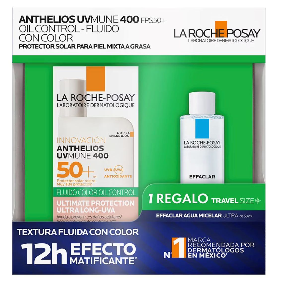 Anthelios Uvmune 400 Color Fps50 50Ml + Effaclar Agua Micelar 50Ml