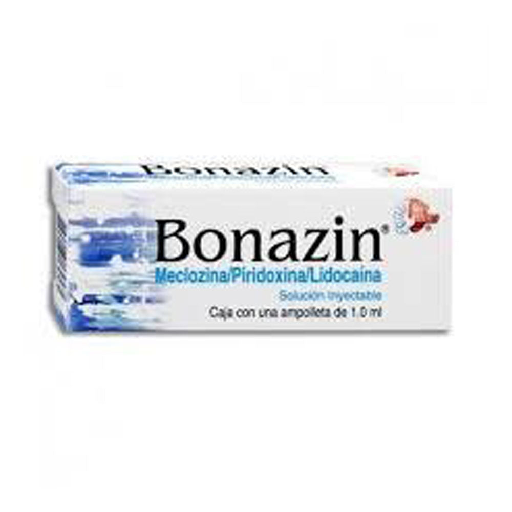 Bonazin 25Mg/50Mg/20Mg 1Ml Con 1 Ampulas (Meclizina/Piridoxina/Lidocaina)