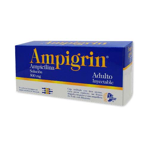 Ampigrin Adulto Solución Inyectable 500Mg Con 3 Jeringas (Ampicilina) - WeCare Pharma