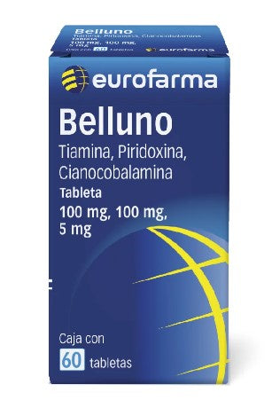 Belluno 100Mg/100Mg/5Mg Con 60 Tabletas (Tiamina/Piridoxina/Cianocobalamina)