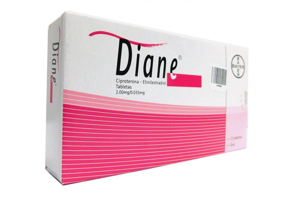 Diane 2Mg/0.035Mg Con 21 Tabletas (Ciproterona/Etinilestradiol)