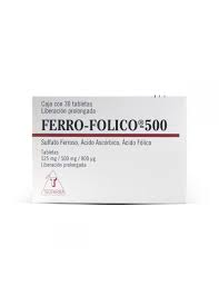 Ferro-Folico 525Mg/500Mg/800Mcg Con 30 Tabletas (Sulfato Ferroso/Acido Ascorbico/Acido Folico)