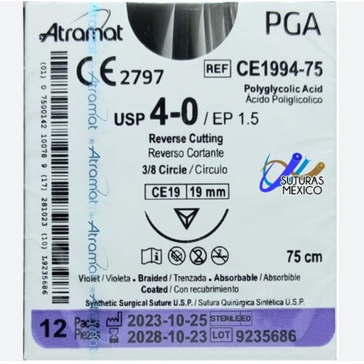 Ac Poliglicolico Vicryl Atramat 4 3 8 19Mm 19304-B 70Mm 7500142034046