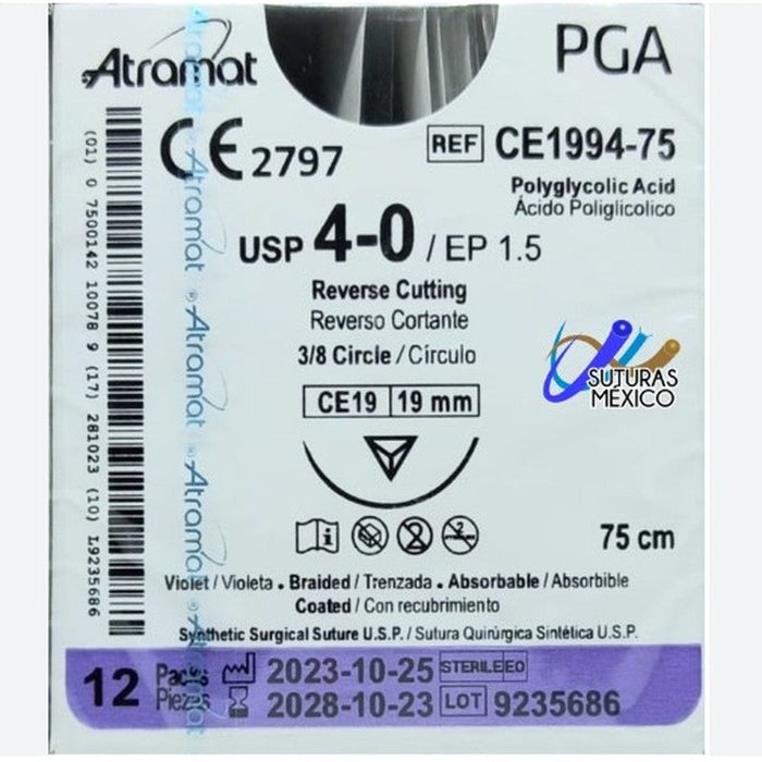 Ac Poliglicolico Vicryl Atramat 4 3 8 19Mm 19304-B 70Mm 7500142034046