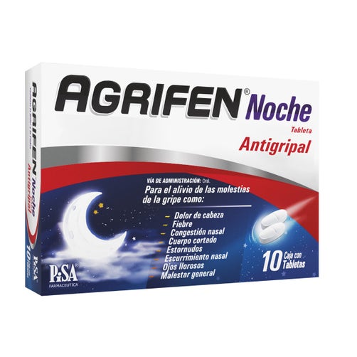 Agrifen Noche Tabletas 500/5/4Mg Con 10 7501125188985 frente 2