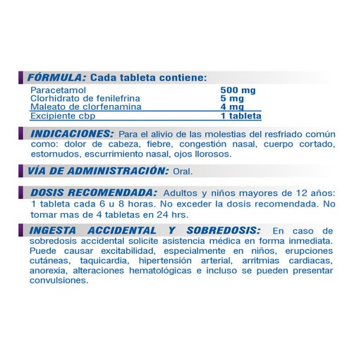 Agrifen Noche Tabletas 500/5/4Mg Con 10 7501125188985 reverso 2