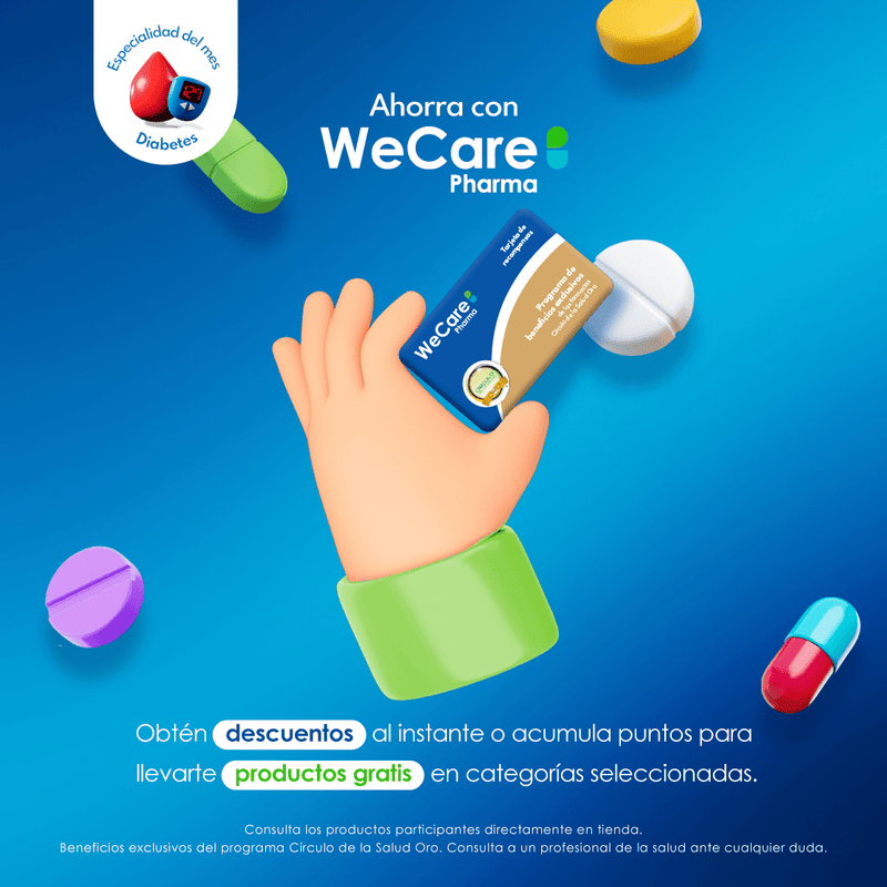 Ahorra con WeCare Pharma obtén descuento, acumula puntos y productos gratis en wecarepharma.mx farmacia en línea