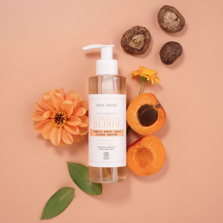 Alma Secret Camellia Bloom Aceite Desmaquillante Oil To Milk 200 Ml 8436568714011 con frutos y flores