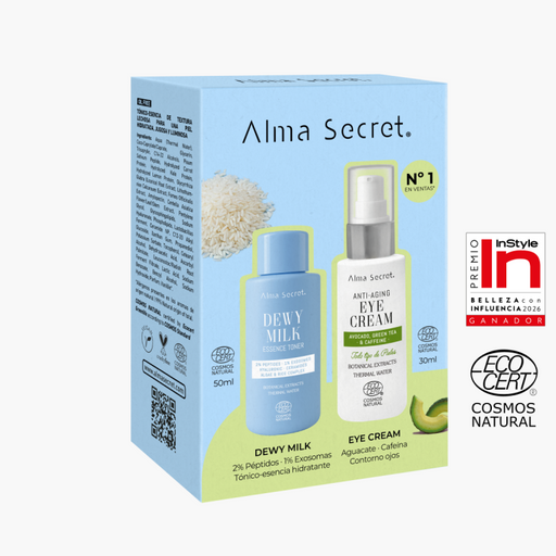 Alma Secret Cofre Contorno De Ojos Con Aguacate Cafeína Y Té Verde 30Ml+Dewy Milk Essence Tónico 8436568714332