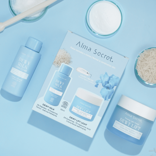 Alma Secret Cofre Dewy Lift Light Crema Día Piel Normal-Mixta 50 Ml + Dewy Milk Tónico 50 Ml 8436568714431 productos que contienen el kit
