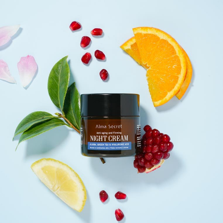 Alma Secret Crema De Noche Antiedad Y Reparadora Con Jojoba, Té Verde Y Ácido Hialurónico 50 Ml, ingredientes 8436568711188