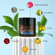 Alma Secret Crema De Noche Antiedad Y Reparadora Con Jojoba, Té Verde Y Ácido Hialurónico 50 Ml, detalle de ingredientes 8436568711188