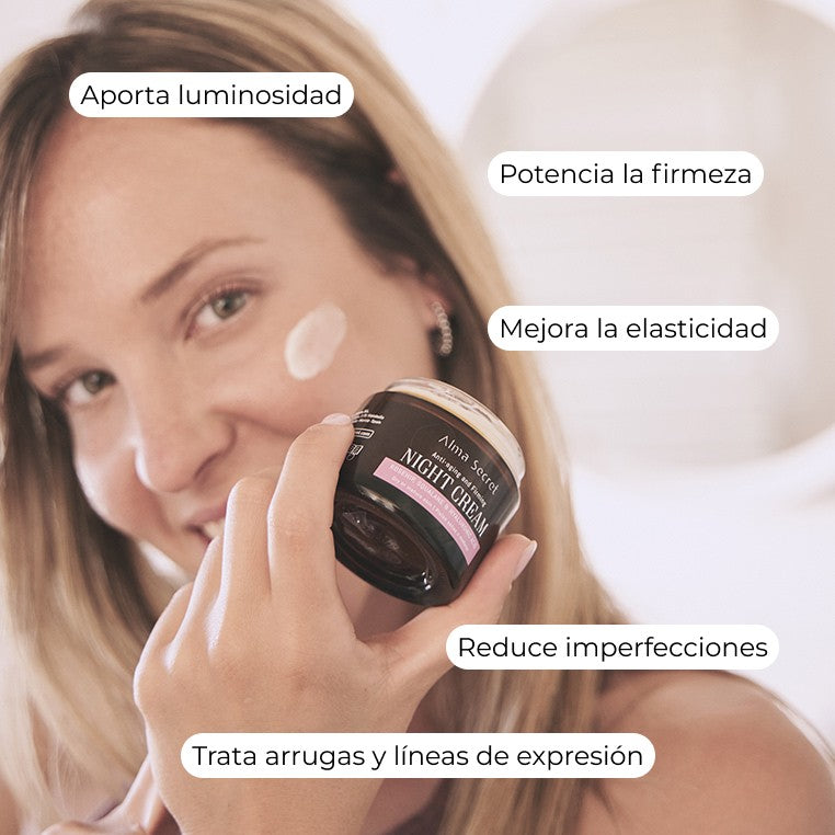 Alma Secret Crema De Noche Antiedad Y Reparadora Con Rosa Mosqueta, Escualano Y Ácido Hialurónico 50 8436568711171 con beneficios y usuario