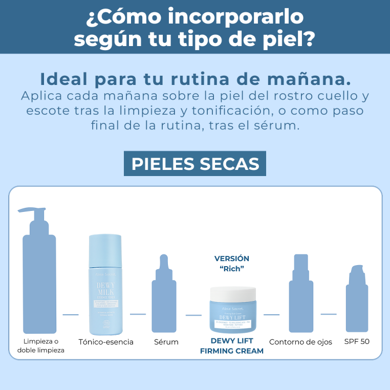 Alma Secret Dewy Lift Rich Crema De Día Reafirmante Para Piel Seca Con Exosomas 2% 50 Ml, incorporarlo según tu tipo de piel 8436568714356