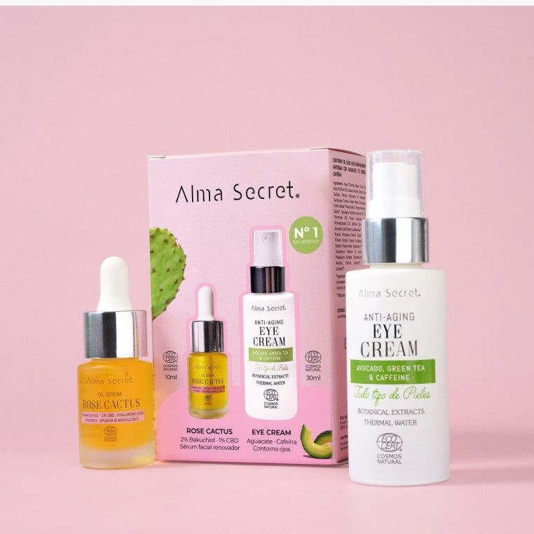 Alma Secret Kit Contorno De Ojos Con Aguacete, Cafeina Y Té Verde 30 Ml+Mini Rose Cactus 10 Ml 8436568713830 beneficios