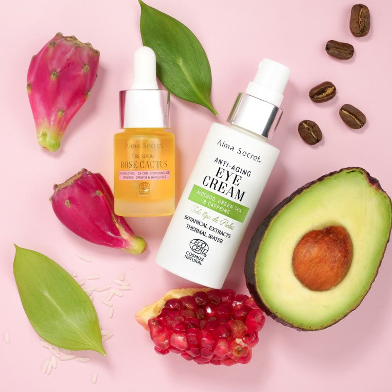 Alma Secret Kit Contorno De Ojos Con Aguacete, Cafeina Y Té Verde 30 Ml+Mini Rose Cactus 10 Ml con frutos y aguacate 8436568713830 