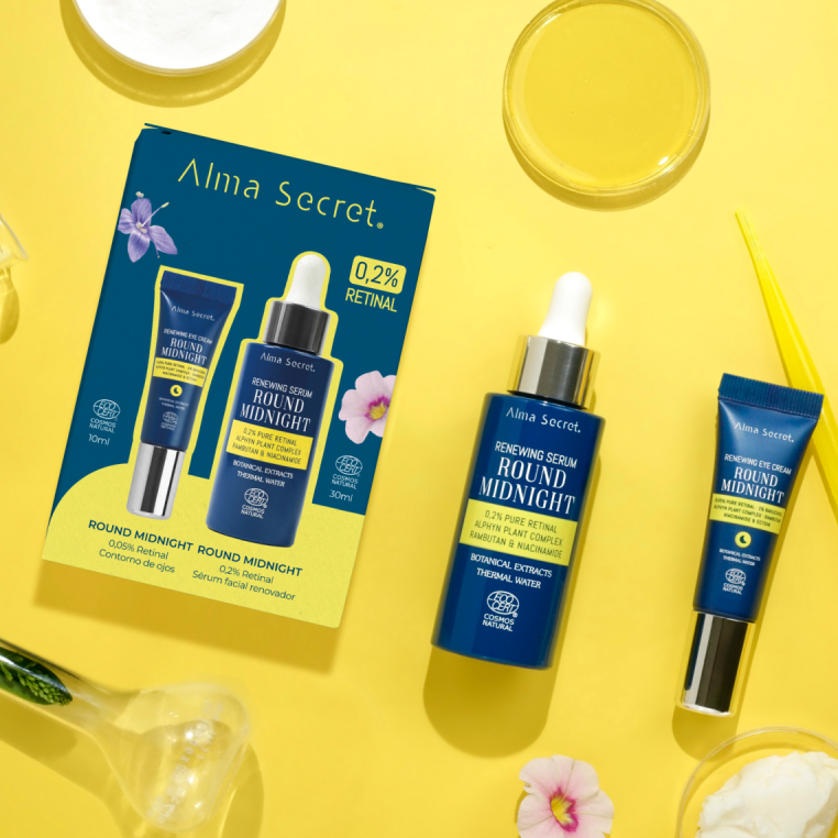 Alma Secret Kit Round Midnight Sérum Facial C/Retinal 0.2% 30Ml+Contorno De Ojos C/Retinal 0.05% 10M 8436568714240 Productos que contienen el kit