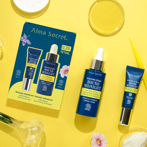 Alma Secret Kit Round Midnight Sérum Facial C/Retinal 0.2% 30Ml+Contorno De Ojos C/Retinal 0.05% 10M 8436568714240 Productos que contienen el kit