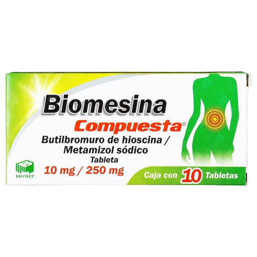 Biomesina Compuesta Grageas 10/250Mg Con 10 (Butilhioscina/Metamizol) - WeCare Pharma 7501573900115