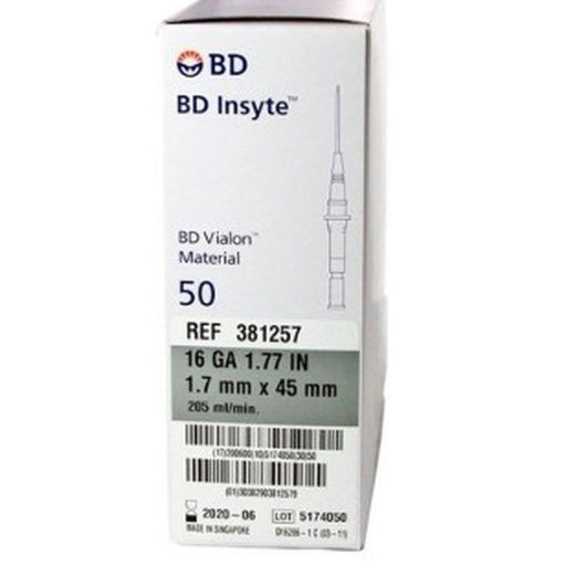 Cateter Bd Insyte Gris 16Gx45Mm Con 50 0130382903812579
