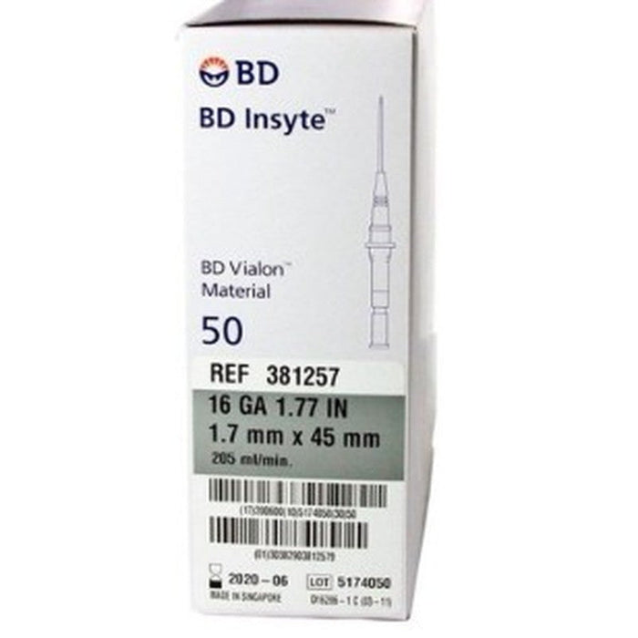 Cateter Bd Insyte Gris 16Gx45Mm Con 50 0130382903812579