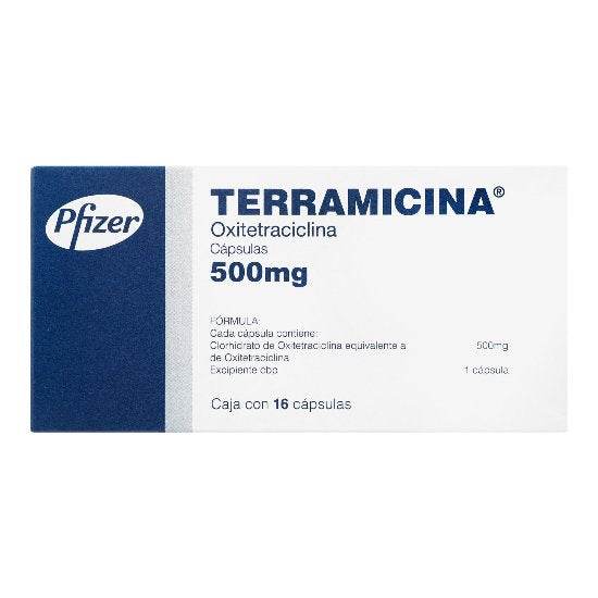 Terramicina 500Mg Con 16 Capsulas (Oxitetraciclina) - WeCare Pharma