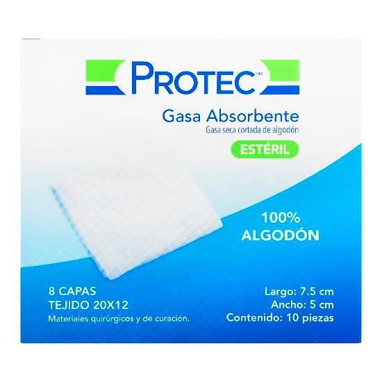 Gasa Estéril Protec 7.5X5Cm Con 10 - WeCare Pharma