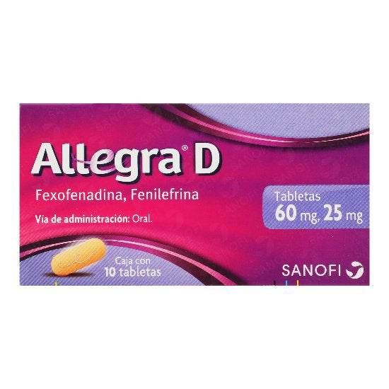 Allegra D 60Mg/25Mg Con 10 Tabletas (Fexofenadina/Fenilefrina) - WeCare Pharma