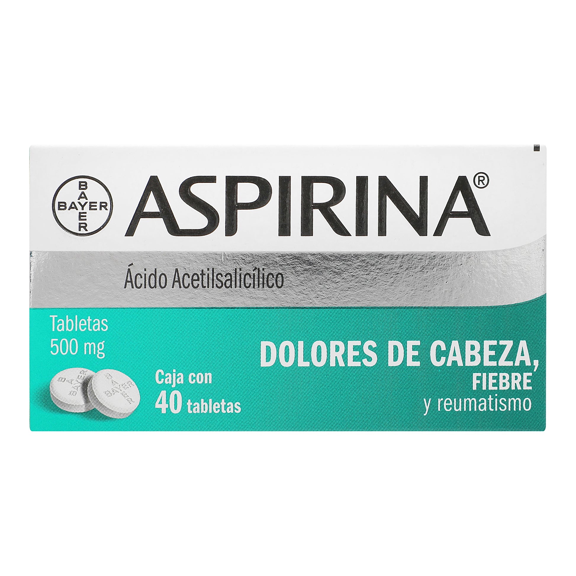 Aspirina 500Mg Con 40 Tabletas (Acido Acetilsalicilico) 2 - 7501008491966