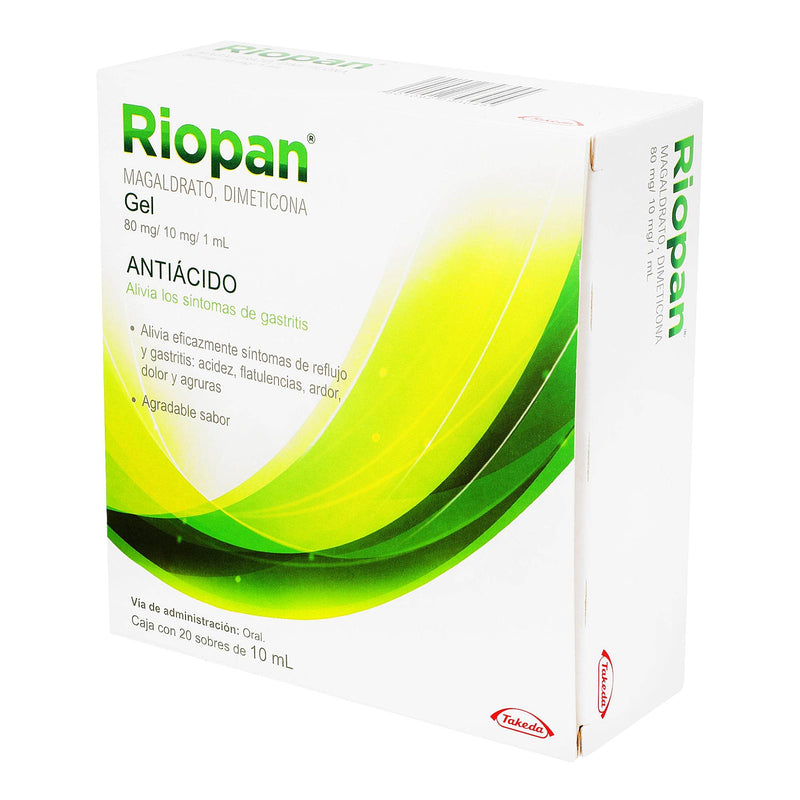 Riopan Gel 80Mg/10Mg/1Ml Sobres 10Ml Con 20 (Magaldrato/Dimeticona) - WeCare Pharma