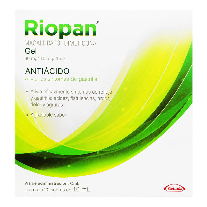 Riopan Gel 80Mg/10Mg/1Ml Sobres 10Ml Con 20 (Magaldrato/Dimeticona) - WeCare Pharma