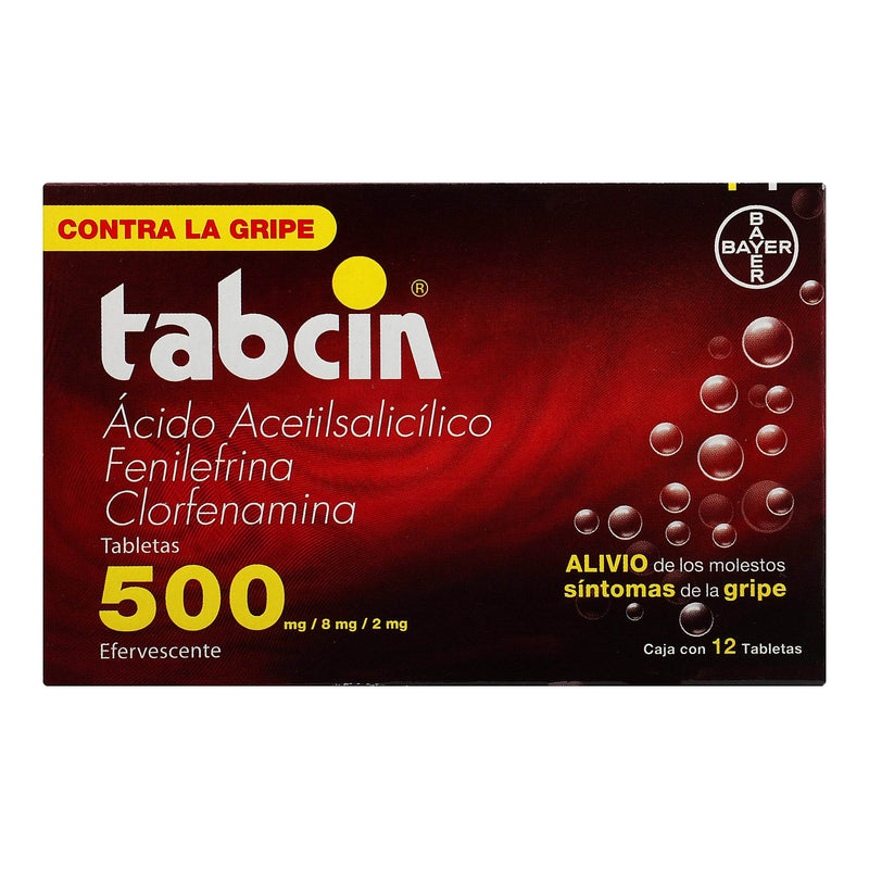 Tabcin Efervecente V 500Mg/8Mg/2Mg Con 12 Tabletas (Ac Acetilsalicilico/Fenilefrina/Clofernamina) - WeCare Pharma