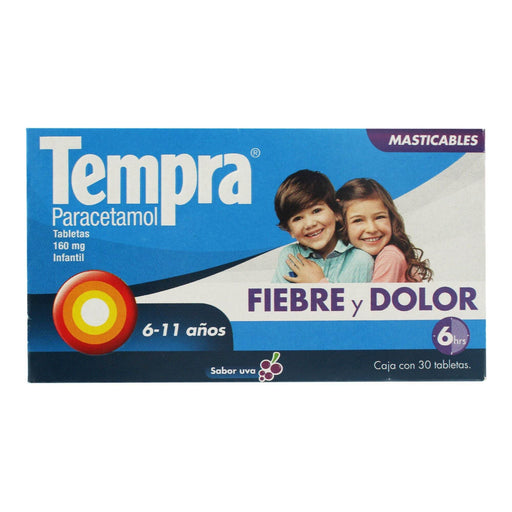 Tempra 6-11 Años 160Mg Con 30 Tabletas (Paracetamol) - WeCare Pharma