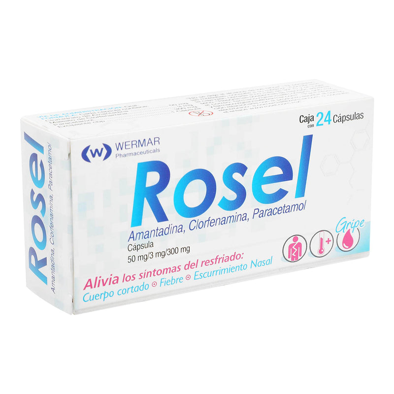 Rosel 50Mg/3Mg/300Mg Con 24 Tabletas (Amantadina/Clorfenamina/Paracetamol) - WeCare Pharma